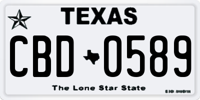 TX license plate CBD0589