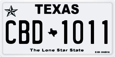 TX license plate CBD1011