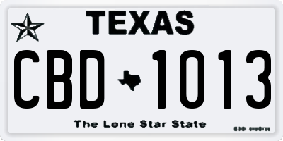 TX license plate CBD1013