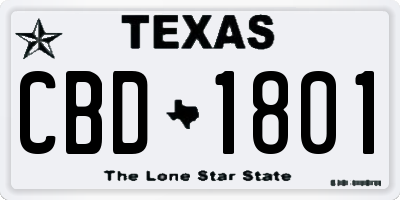 TX license plate CBD1801