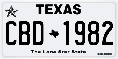 TX license plate CBD1982