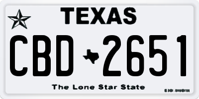 TX license plate CBD2651