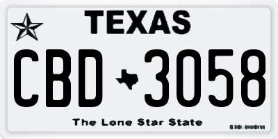 TX license plate CBD3058