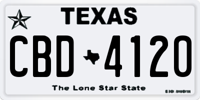 TX license plate CBD4120