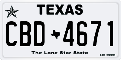 TX license plate CBD4671