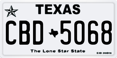 TX license plate CBD5068