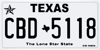 TX license plate CBD5118