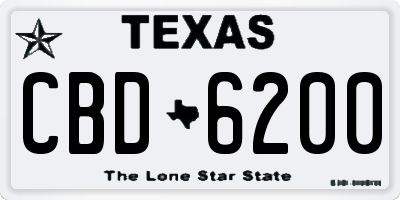 TX license plate CBD6200