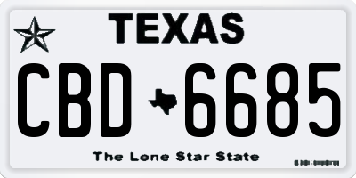 TX license plate CBD6685