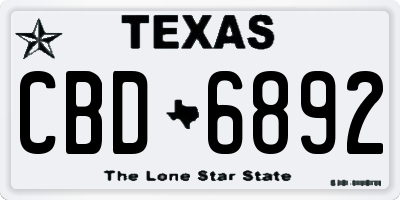 TX license plate CBD6892