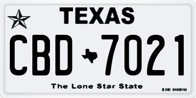 TX license plate CBD7021