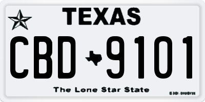 TX license plate CBD9101