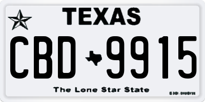 TX license plate CBD9915