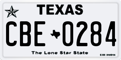 TX license plate CBE0284