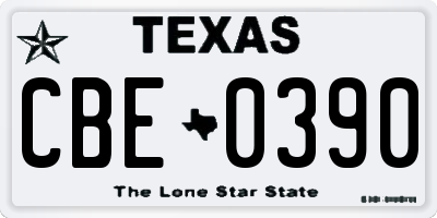 TX license plate CBE0390