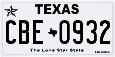 TX license plate CBE0932