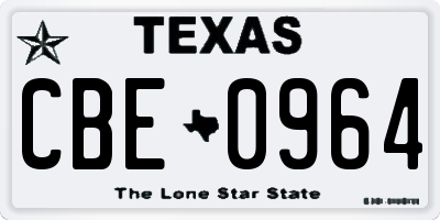 TX license plate CBE0964
