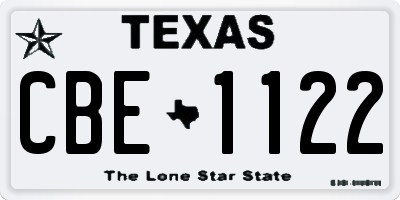 TX license plate CBE1122
