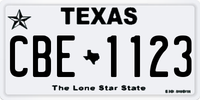 TX license plate CBE1123