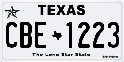 TX license plate CBE1223