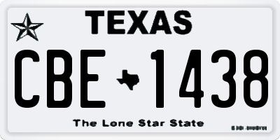 TX license plate CBE1438