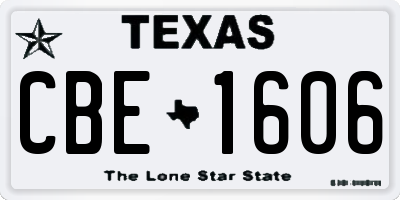 TX license plate CBE1606