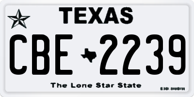 TX license plate CBE2239