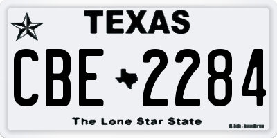 TX license plate CBE2284