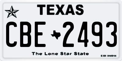 TX license plate CBE2493