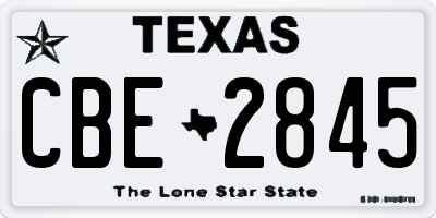 TX license plate CBE2845