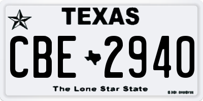 TX license plate CBE2940
