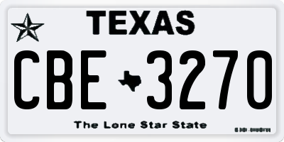 TX license plate CBE3270