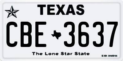 TX license plate CBE3637