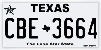 TX license plate CBE3664
