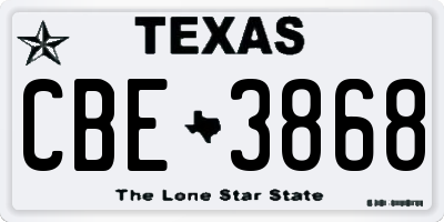 TX license plate CBE3868