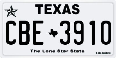 TX license plate CBE3910