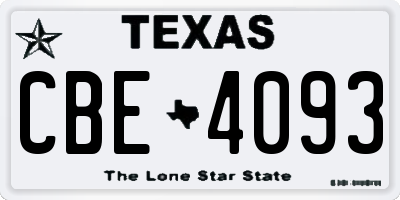 TX license plate CBE4093