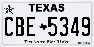 TX license plate CBE5349