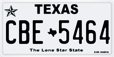 TX license plate CBE5464