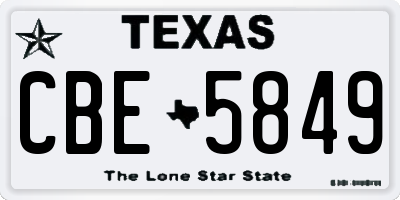 TX license plate CBE5849