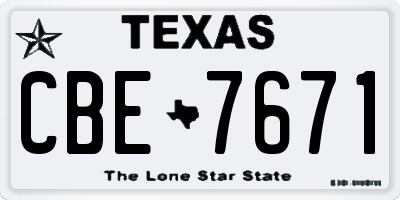 TX license plate CBE7671