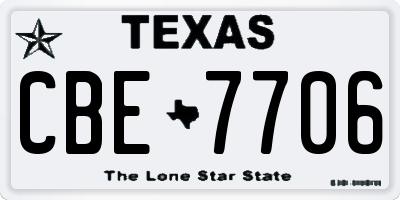 TX license plate CBE7706