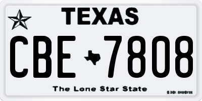 TX license plate CBE7808