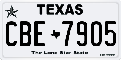 TX license plate CBE7905