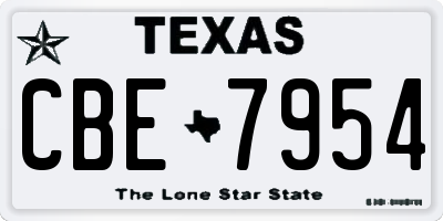 TX license plate CBE7954