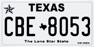 TX license plate CBE8053