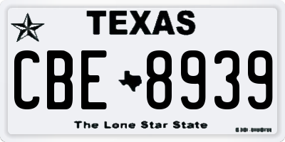 TX license plate CBE8939