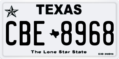 TX license plate CBE8968