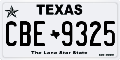 TX license plate CBE9325