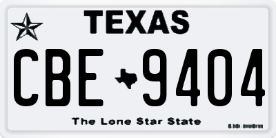 TX license plate CBE9404